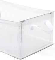 Универсальный органайзер в шкаф Storage Box LY-706 48х20х20 см прозрачная тканевая корзина с каркасом для хранения вещей и нижнего белья 27 л Белая