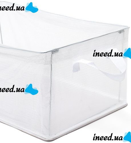 Универсальный органайзер в шкаф Storage Box LY-706 48х20х20 см прозрачная тканевая корзина с каркасом для хранения вещей и нижнего белья 27 л Белая