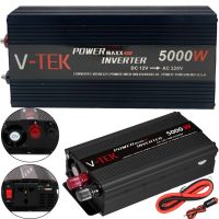 Автомобильный инвертор V-TEK PowerMaxx SSK-5000W 12V-220V от прикуривателя и аккумулятора, Авто преобразователь напряжения тока 12В 5000Вт, Черный