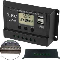 Солнечный контроллер заряда АКБ UKC DP-510A 10A, 12-24В с LCD дисплеем, Контроллер экран, 2хUSB для контроля заряда батарей в солнечных панелях Черный