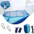 Suspended Hiking Hammock Nylon Hammock With Net Blue up to 200 lbs with mosquito net for camping, Hiking Hammock 263x135 Blue