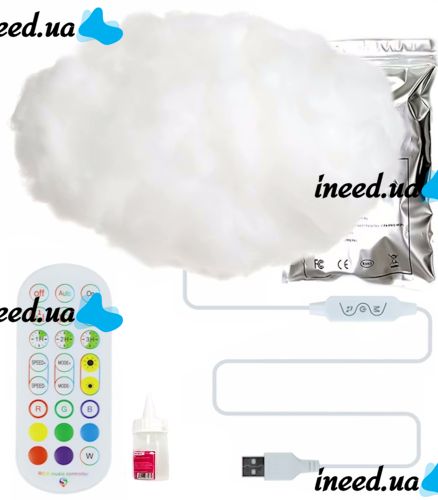 Светодиодная 3D LED лампа Облако Cloud Light OBL-211 подвесной ночник с RGB подсветкой, умный светильник с управлением от телефона и пульта 5W