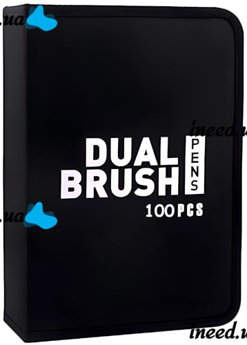 Набор акварельных маркеров-линеров для рисования Dual Brush 100 шт комплект двухсторонних скетч маркеров кистей на водной основе в пенале 100 цветов