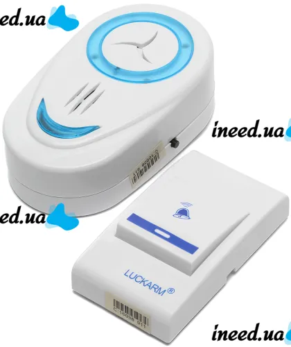 Дверной звонок Luckarm Intelligent 8853 беспроводная кнопка на батарейках, передатчик сигнала и приемник на 32 мелодий для входной двери до 150 м