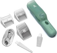 Машинка для стрижки детей VGR Baby V-155 5W беспроводной вакуумный детский триммер для младенцев с вытяжкой волос и насадками на аккумуляторе Зеленый