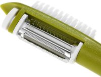 Мульти-чистка для овощей с щеткой Multi Peeller 3 в 1 кухонная ручная овощечистка для очистки и удаления кожуры фруктов, чистилка с насадками Зеленая
