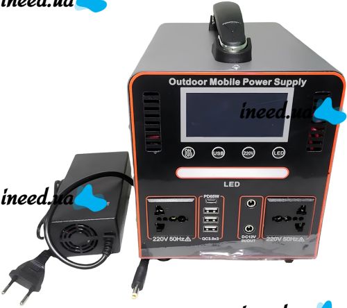 Портативная зарядная станция Sine 9563 600W 40A универсальная электростанция с чистой синусоидой для зарядки и подключения техники 220В USB Type-C