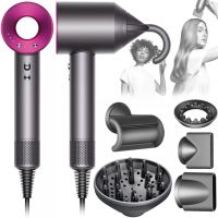 Фен для укладки и сушки волос Super Hair Dryer Supersonic HD07 5 в 1 стайлер со сменными магнитными насадки, защитой от перегрева и турборежимом 1600 W Розовый