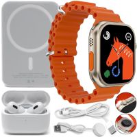 Комплект Aemax 3 в 1 наручные Смарт часы Smart Watch RM22 вакуумные Bluetooth наушники AirPods Pro и беспроводной power bank MagSafe для телефона
