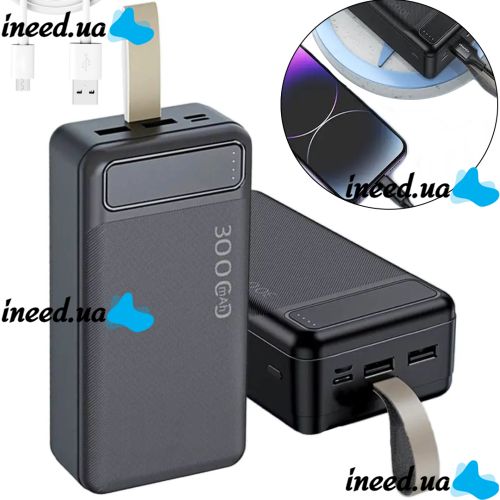 Portable Charger Power Bank Awei P7K 30000 mAh Power Bank, Portable External Battery Battery with Indicator and Cable for Phone