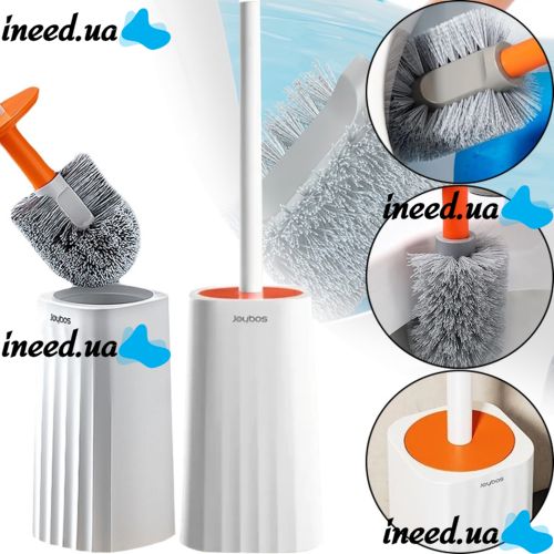 Туалетный ершик Toilet brush AND-7-10 с силиконовой плоской щеткой для чистки унитаза с креплением на стену, Навесной ёршик 40x10,5x9,7 см Белый