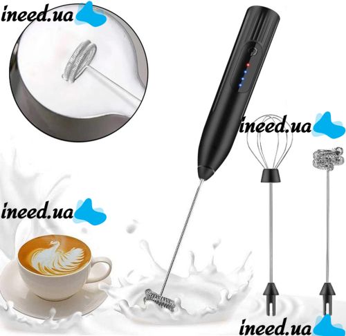 Акумуляторний капучинатор 2в1 Coffe mixer 918D, Ручний міні міксер для збивання молока і вершків, бездротовий віночок спінювач з USB-зарядкою