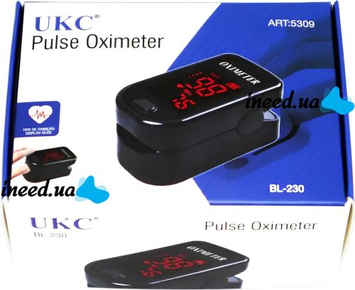 Портативный пульсоксиметр на палец Pulse Oximeter BL-230 пульсометр с LCD дисплеем на батарейках для измерения пульса сатурации кислорода в крови