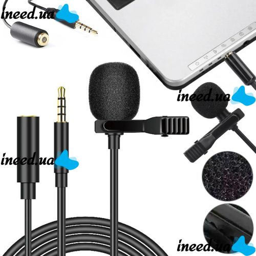Microphone Lapel for Lavalier Micro Phone JH-043-A 3.5AUX Wired Chest Lapel with Clip Clip and Headphone Jack Black
