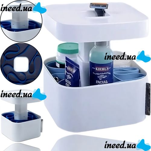 Мужской раскладной органайзер бокс Men's Storage Box 20x20x12 см для хранения мелочей в ванную, Косметическая коробка для принадлежностей Белый