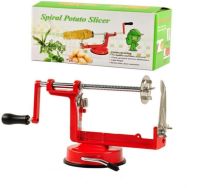 Машинка для резки картофеля спиралью Spiral Potato Chips Red, Аппарат слайсер для нарезки картошки и овощей, Картофелерезка Красная