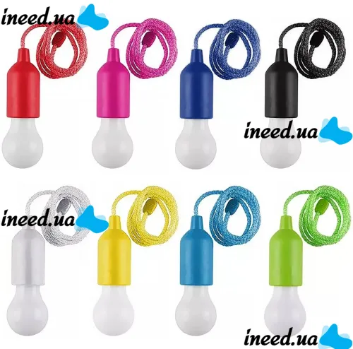 Подвесная LED лампа на шнурке Bailong BL-15418 портативный светодиодный фонарь на веревке, навесная лампочка на батарейках TY-6088 Холодный белый 