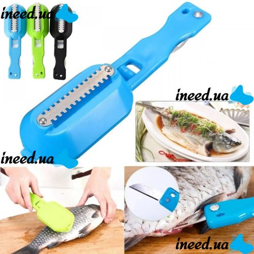 Нож скребок для чистки чешуи рыбы Fish Scales Wiper Cleaning, Ручная рыбочистка с контейнером, Ручной прибор для чистки рыбы с ножем для потрошения