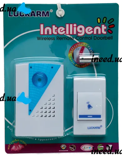 Дверной звонок Luckarm Intelligent D006 от розетки 220V беспроводная кнопка передатчик сигнала и приемник от сети на 38 мелодий для входной двери до 100 м