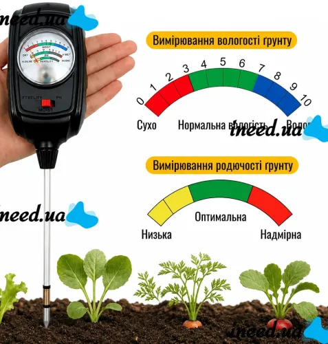 Анализатор грунта для измерения влажности Soil Tester S-9 3 в 1 тестер измеритель для контроля pH и плодородия для сада, огорода и комнатных растений