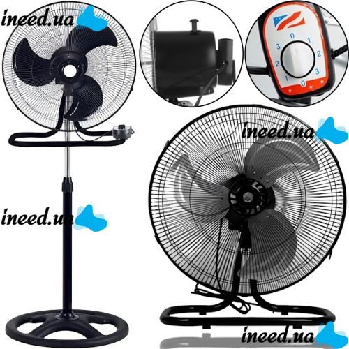 Domotec MS-1622 2 in 1 Floor Table Fan with Iron Blades 44 cm stand fan Timer 17" 60W Domotec Transformer with Height Adjustment