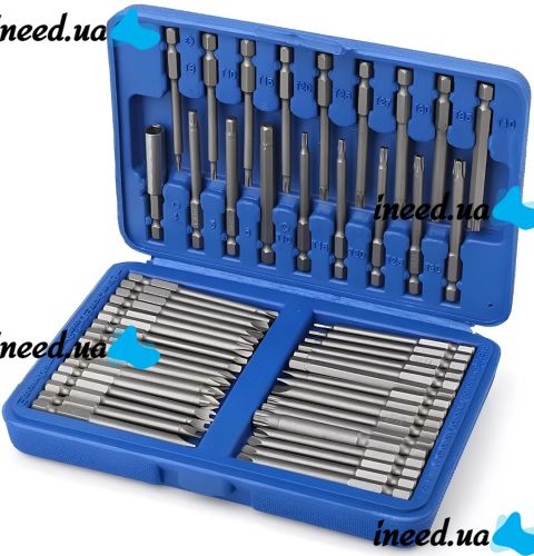 Набор магнитных насадок Socket Set AND ES-50 комплект из 49 односторонних удлиненных бит 75 мм с удлинителем в кейсе для отверток и шуруповерта