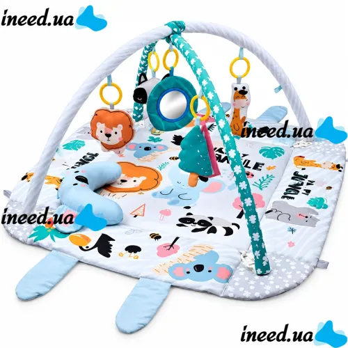 Детский развивающий коврик Ricokids Rabbit FK-2946 3в1 интерактивный манеж с мягкими бортиками, сухой бассейн с игрушками шариками для новорожденных