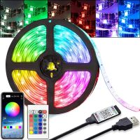 Светодиодная USB лента 5 м с пультом Rope-Lights SMD5050 IP65 разноцветная неоновая гибкая c RGB контролером в силиконе Черная SMD-5050 5м