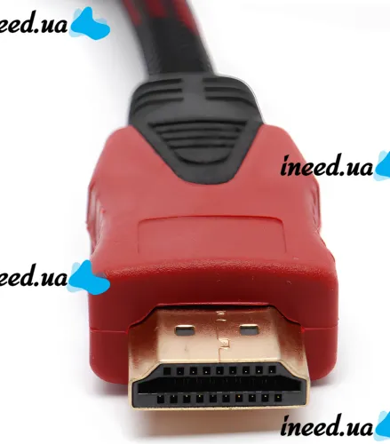Посилений кабель Hdmi to Hdmi 15м 1080p в обмотці, кабель-подовжувач HDMI-HDMI 15m 15 m 15 м 15 м для монітора і телевізора в обплетенні Чорно Червоний