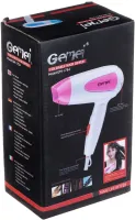 Складной дорожный фен Gemei GM-1756 Pink портативный для укладки и сушки волос со сборной ручкой, насадкой и терморегулятором 1200W Розовый