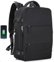 Quentin J3279 Black Airplane Hand Luggage Backpack for Laptop 15.6" Travel Bag with USB Port Wizz Air Ryanair for Airplane