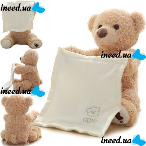 Soft Children's Toy Peekaboo Bear Teddy Bear 33 cm Musical Interactive Playing Hide-and-seek Talking Bear from 6 months Old Peekaboo Beige 