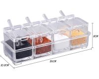 Набор емкостей для хранения специй и приправ Crystal Seasoning Box на 4 отсека, акриловый органайзер, баночки для сыпучих продуктов с подставкой