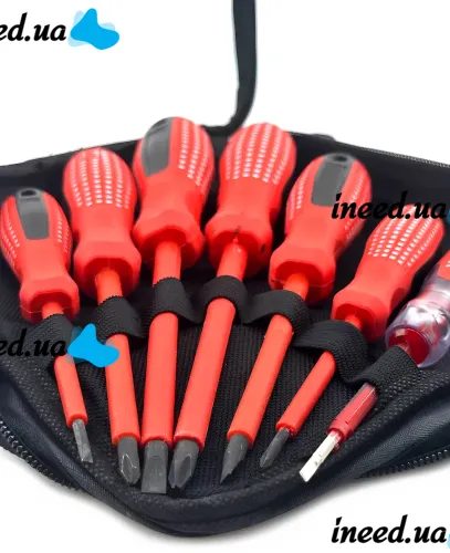 Набір діелектричних викруток Screwdriver Set 7653 7 предметів, ручний комплект інструментів з діелектричним покриттям у чохлі для захисту від струму