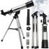 Telescope with tripod Telescope A36050 Monocular Telescope on a tripod with two eyepieces 90 x Astronomical Monocular for Space Observations Silver