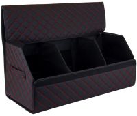 Folding organizer in the trunk EVAtech ECO MAG-740 L 65x30x30 cm folding bag eco leather valise with 3 compartments for storage in the car Black