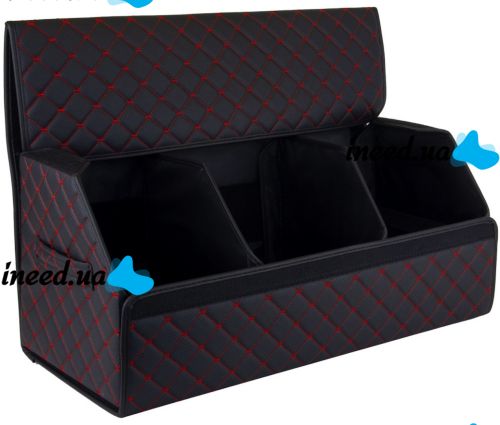 Folding organizer in the trunk EVAtech ECO MAG-740 L 65x30x30 cm folding bag eco leather valise with 3 compartments for storage in the car Black