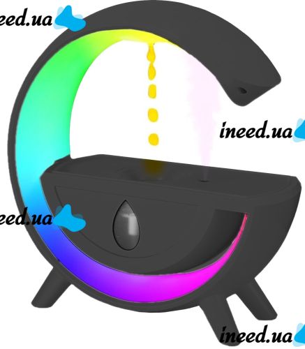 Антигравитационный увлажнитель воздуха ночник Anti-Gravity Humidifier T00K8 с RGB подсветкой, Диффузор 350мл с капельным эффектом от USB Черный