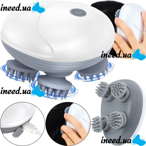 Беспроводной водонепроницаемый массажер Smart Scalp Massager QSK-701 для головы, шеи и плеч Аккумуляторный Media-Tech MT6524 для кошек и собак Белый