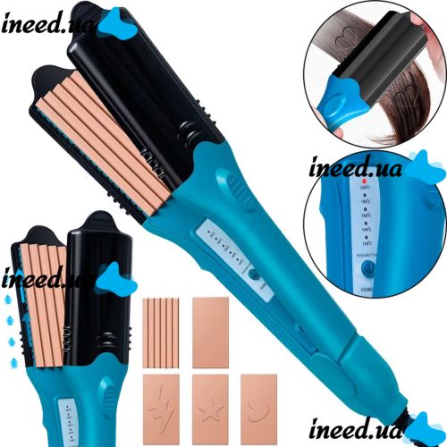 Плойка выпрямитель 3D Hair Printing Iron XL-619 для выпрямления волос с насадками с рисунком, Щипцы 5 пластин с керамическим покрытием и перчаткой