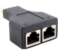 Одноканальный пассивный двойной переходник удлинитель HDMI сигнала - 2xRJ45 адаптер Voltronic по UTP кабелю по двум витым парам до 30м 1080P Черный