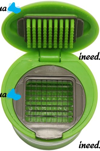 Ручной пресс измельчитель чеснока Garlic Chopper кухонная чеснокодавка для мелких продуктов, чесночница со съемным контейнером и насадками Зеленая