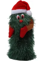 Танцующая рождественская елка Dancing Xmas Tree ET02 интерактивная новогодняя игрушка 17х10 см вращающаяся музыкальная ёлка в шапке на батарейках