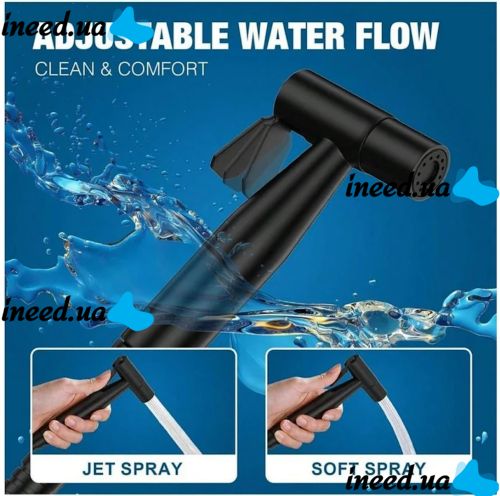 Ручной набор для биде Handheld Bidet Sprayer Set AA6-14 Черный смеситель лейка со шлангом и кронштейном из нержавеющей стали для гигиенического душа