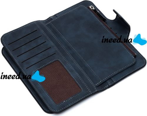Женский замшевый кошелек Baellerry Forever N2345 Dark Blue женское портмоне, клатч на 10 отделений для хранения купюр и мелочи 19х10.5 см Темно синие