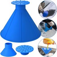 Car Scraper Watering Can for Snow and Ice Glass Snow Loader 3 in 1 Cone Brush Cleaner, Icebreaker for Car Windshield Cleaning Blue