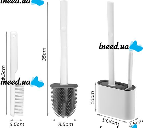 Набор щетка и ершик Cleaner Toilet Brush RD-5763 подвесной силиконовый гибкий ёршик на подставке с креплением на стену для чистки унитаза HA-179