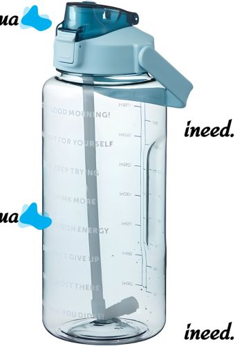 Спортивная бутылка с поилкой для воды Water Bottle Large Gym 2л портативная герметичная бутылка с таймером, соломинкой и ручкой для занятий спортом