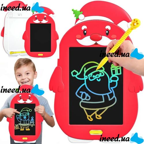Графический детский планшет LCD Writing Tablet 8.5" электронная цветная доска Дед мороз Санта Клаус для рисования с ЖК-дисплеем и ручкой стилусом в комплекте Красная