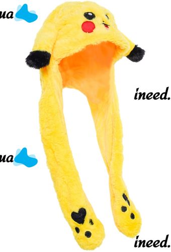Светящаяся Зверошапка Bambi, Pikachu ZB-15 с длинными двигающимися ушками и светодиодной LED подсветкой, детский карнавальный головной убор игрушка ZB-16
